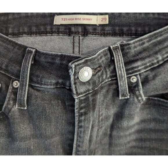 LEVI'S 721 High Rise Womens Black Denim Skinny Stretch Jeans - Picture 9 of 10